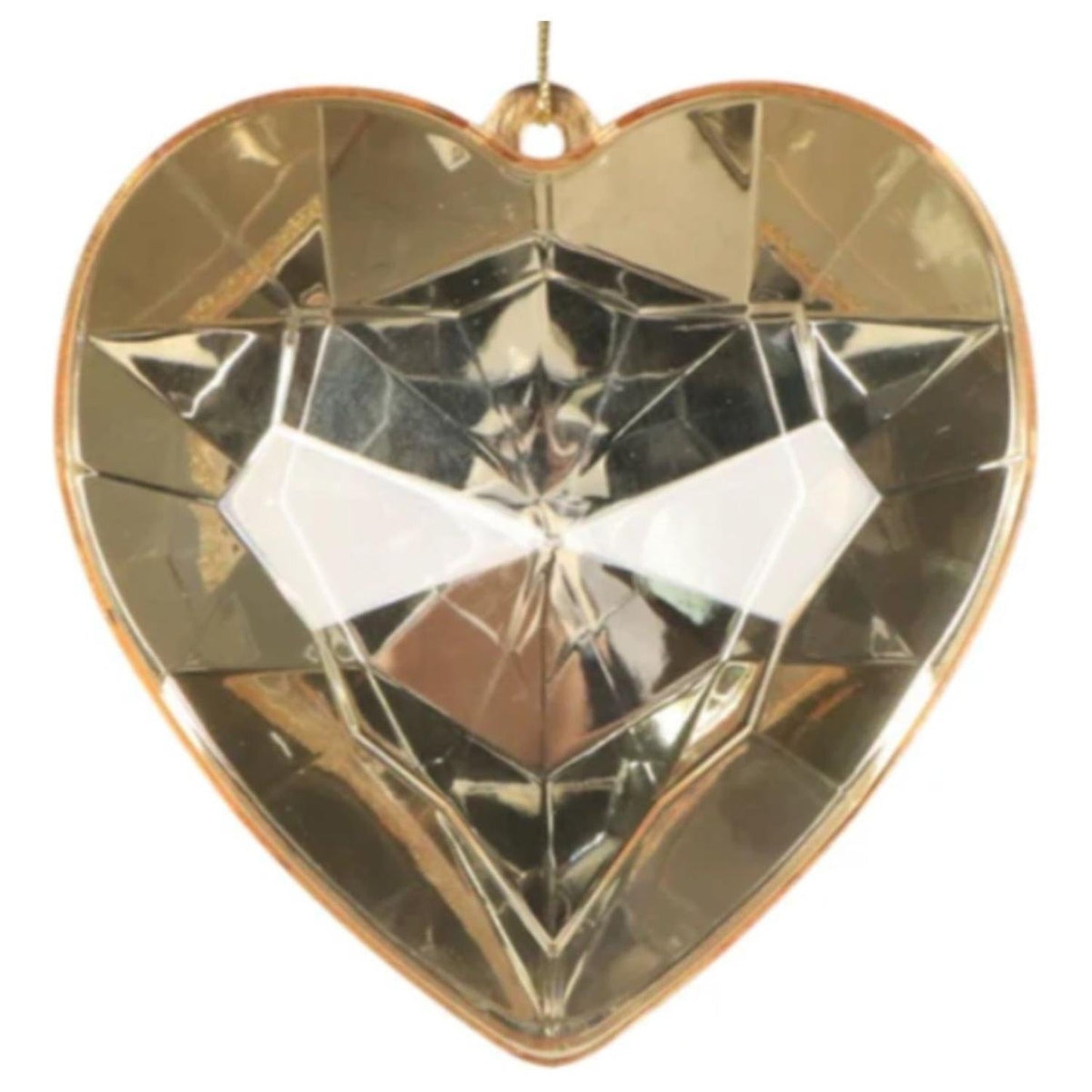 6" Acrylic Heart Jewel Ornament: Gold