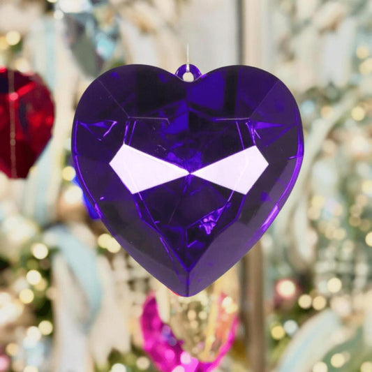 6" Acrylic Heart Jewel Ornament: Purple