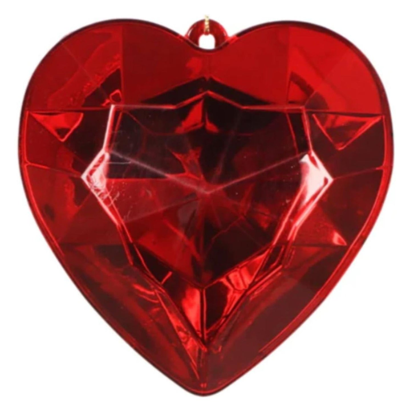 6" Acrylic Heart Jewel Ornament: Red