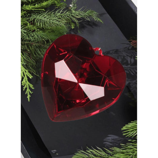6" Acrylic Heart Jewel Ornament: Ruby