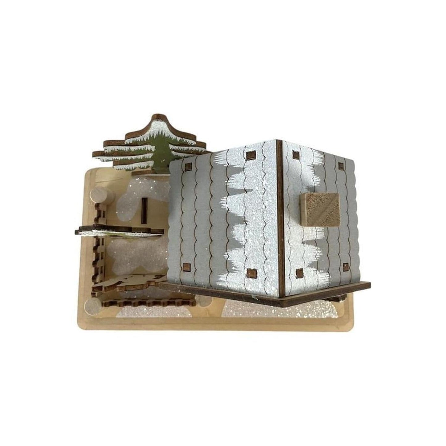 6" Lighted Laser Cut Wood Houses