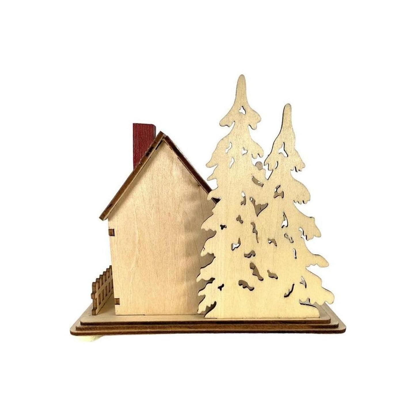 6" Lighted Laser Cut Wood Houses