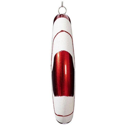 6" Red-White Swirl Flat Candy Christmas Ornament