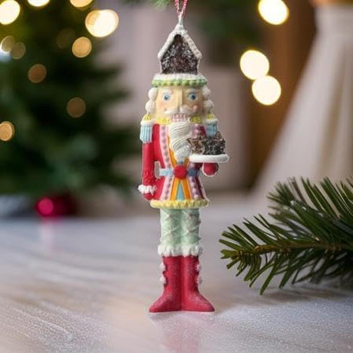 6" Resin Candy Nutcracker w/Cake Ornament