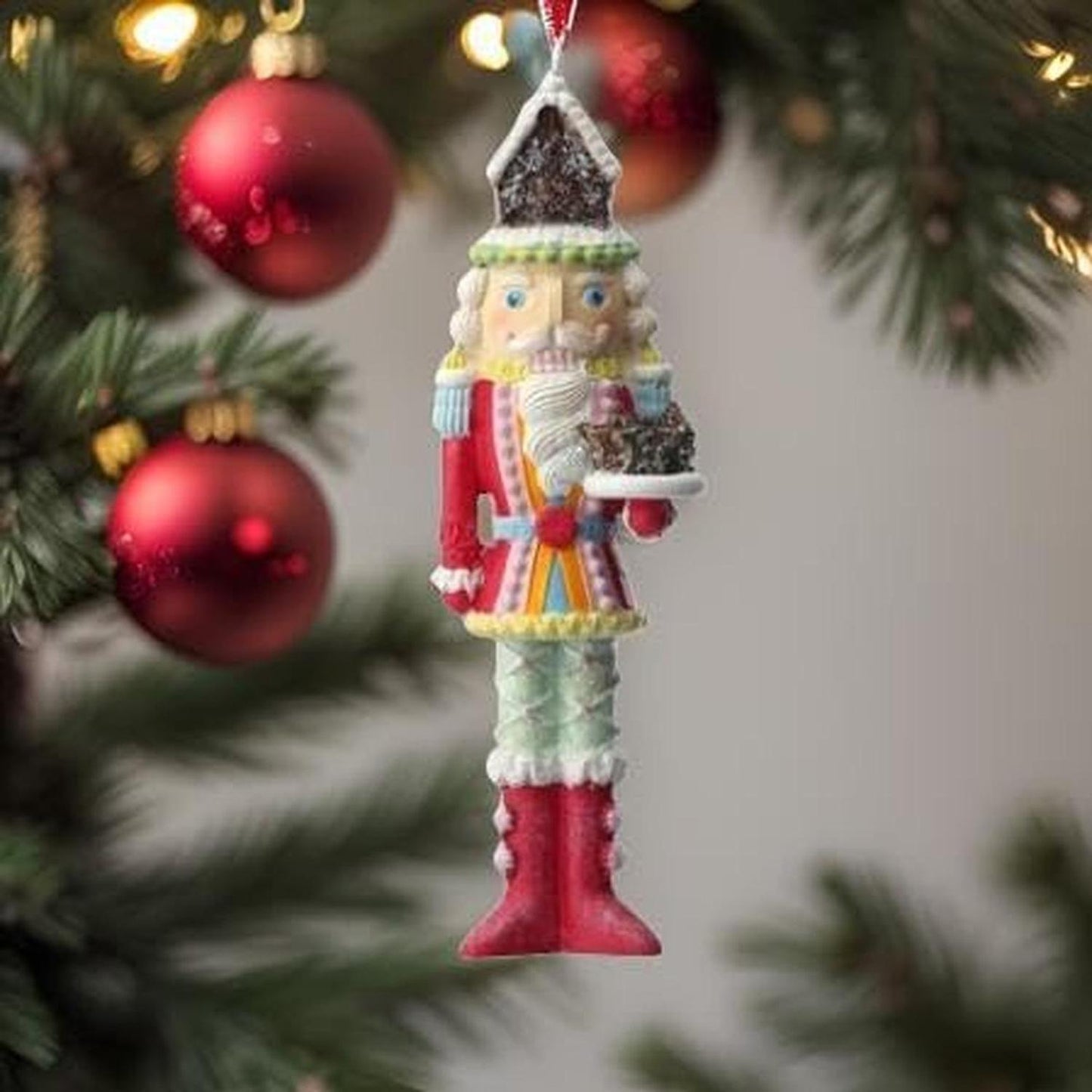 6" Resin Candy Nutcracker w/Cake Ornament