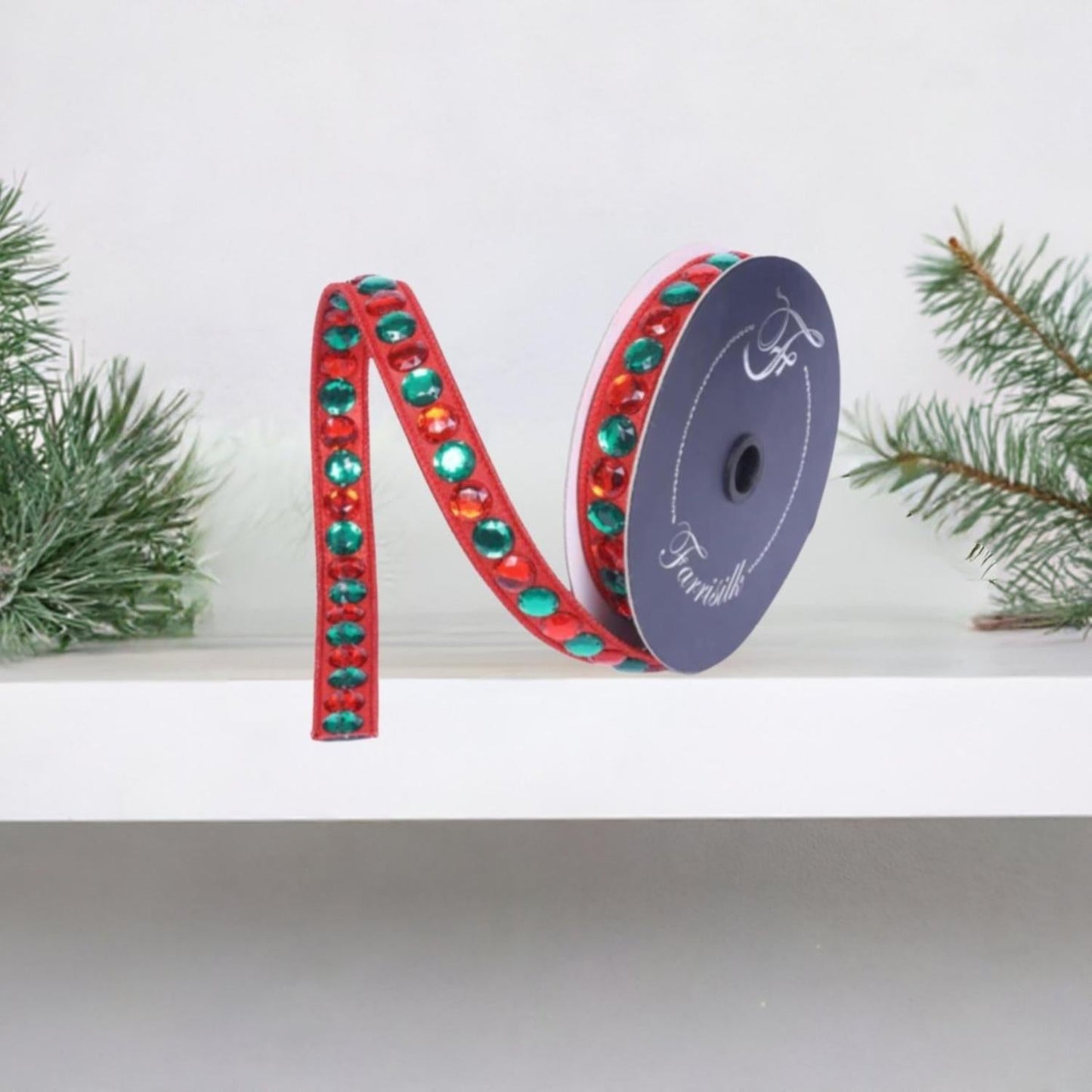 .75" Gumdrop Garland Ribbon: Red/Green (5 Yards)