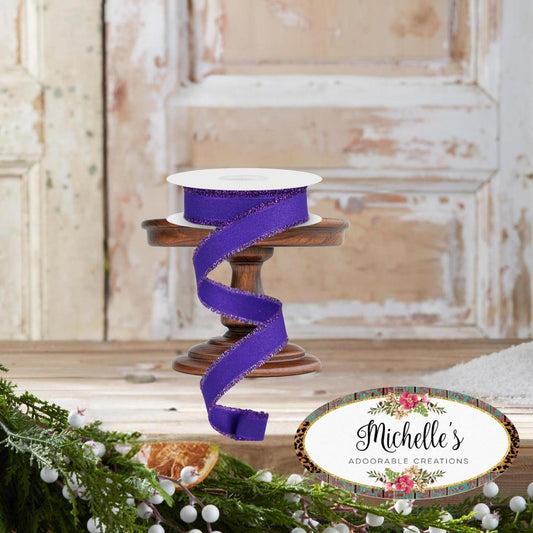 7/8" Fuzzy Edge Ribbon: Purple (10 Yards)