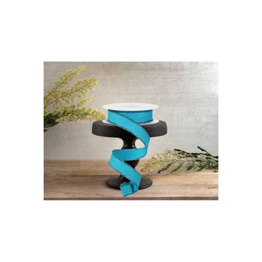 7/8" Fuzzy Edge Ribbon: Turquoise (10 Yards)