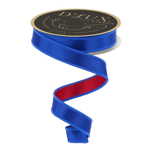 7/8" Satin Fused Ribbon: Blue/Red (10 Yards)