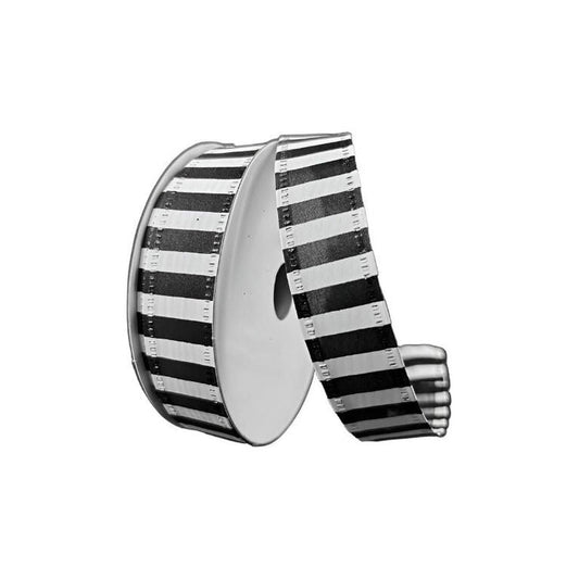 7/8" Striped Ribbon: Black & White (10 Yards)