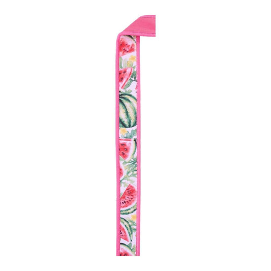 7/8" Watermelon Fused Back Ribbon: Pink/White (10 Yards)
