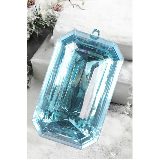 8" Acrylic Rectangle Jewel Ornament: Light Blue
