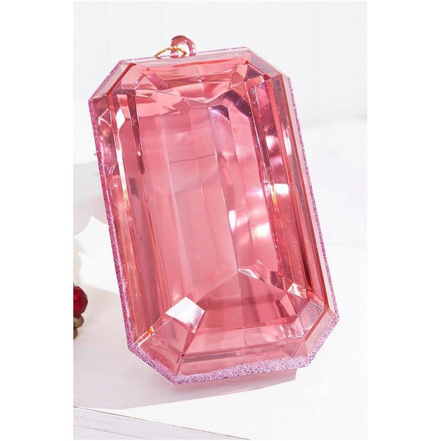 8" Acrylic Rectangle Jewel Ornament: Light Pink