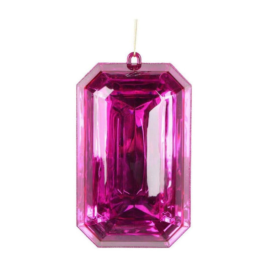 8" Acrylic Rectangle Jewel Ornament: Pink (Set of 2)