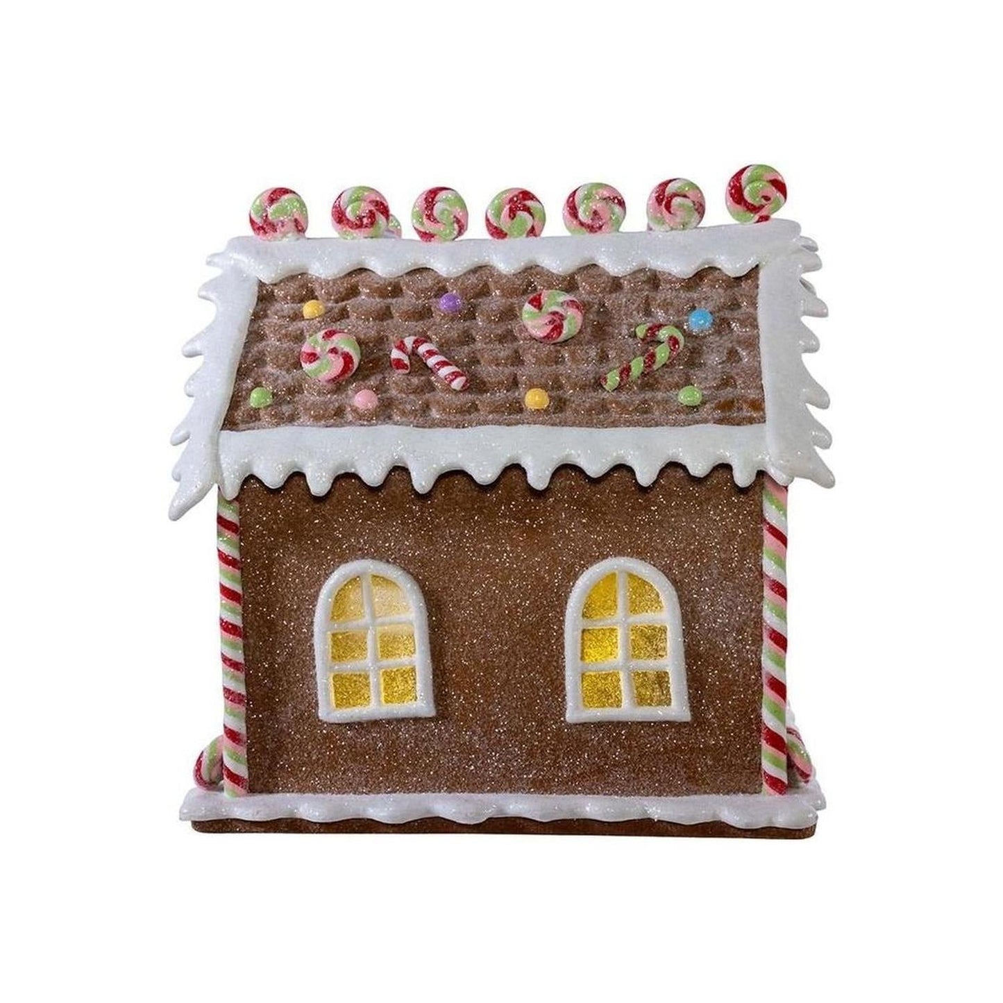 8" LED Lighted Gingerbread Lollipop Shop