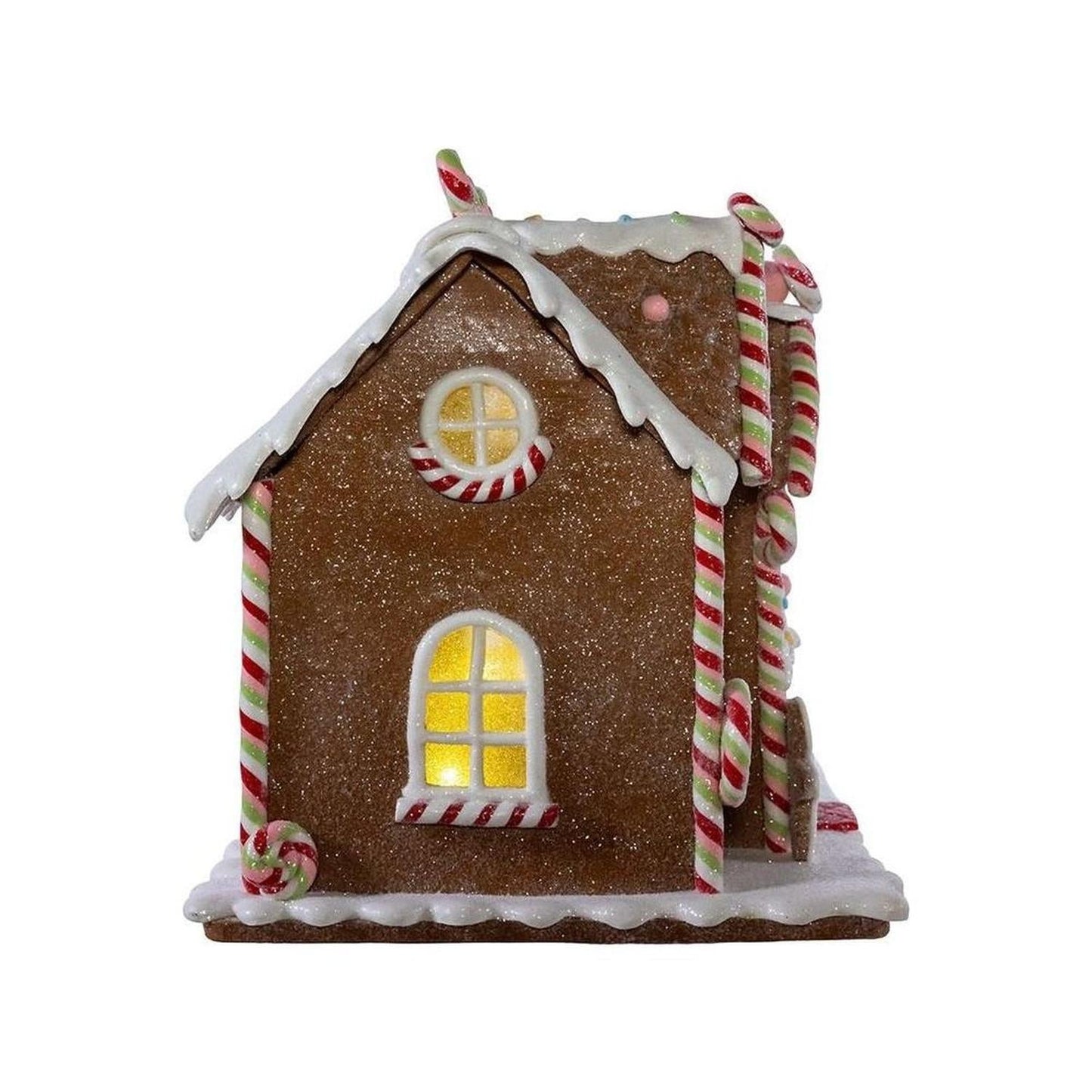8" LED Lighted Gingerbread Lollipop Shop