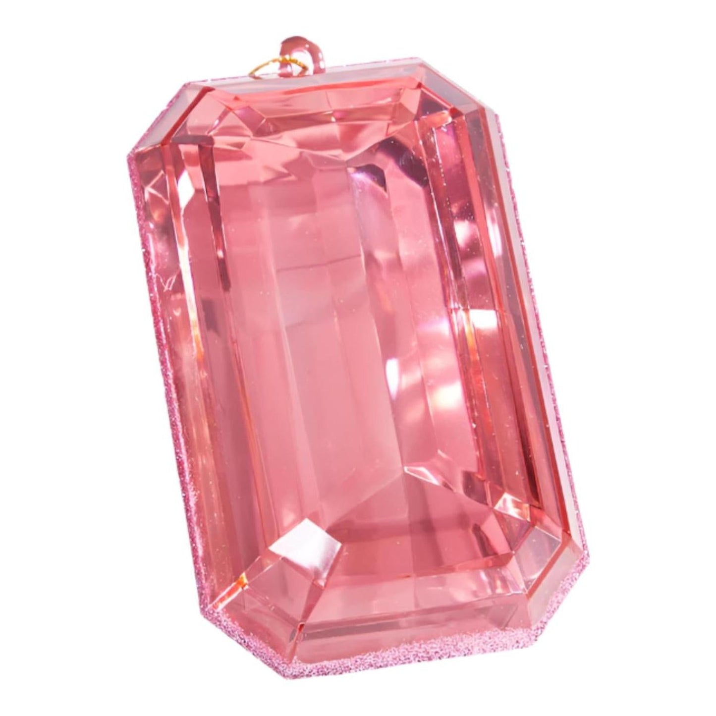 9" Acrylic Emerald Cut Precious Gem Ornament: Pink