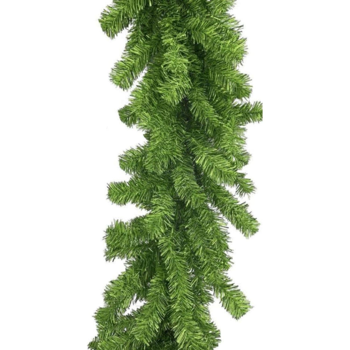 9' Green Tinsel Garland, Unlit