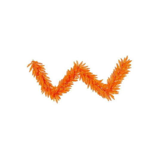 9' Orange Fir Garland, Dura-Lit LED lights