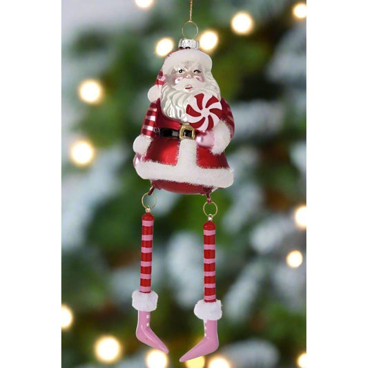 9" Santa With Dangling Legs Ornament