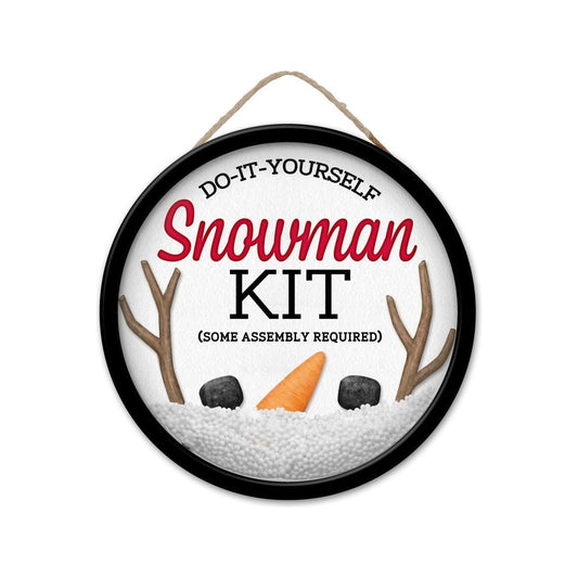 9" Wooden Round Sign: DIY Snowman Kit Globe