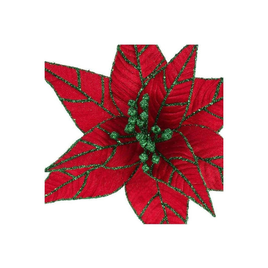 9.5" Red Velvet Poinsettia Stem