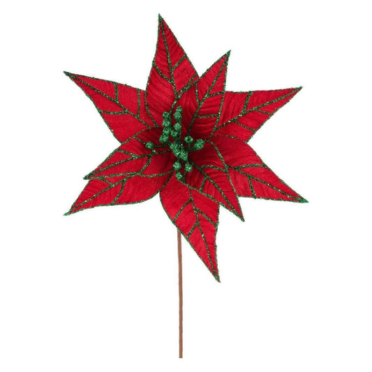 9.5" Red Velvet Poinsettia Stem