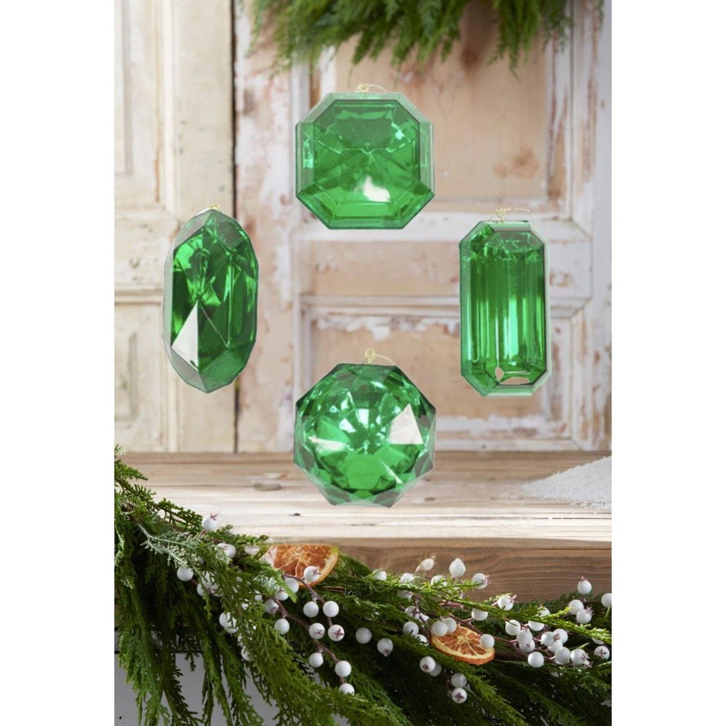 Acrylic Jewel Assortment Ornament: Lime Green (Set 4)