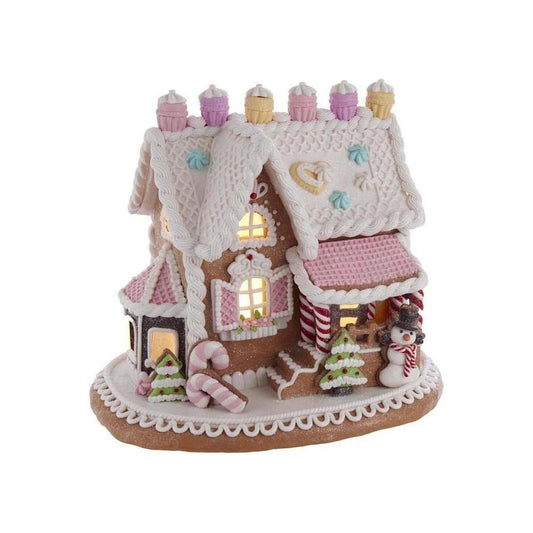 Battery-Operated LED Gingerbread Cake House 9"