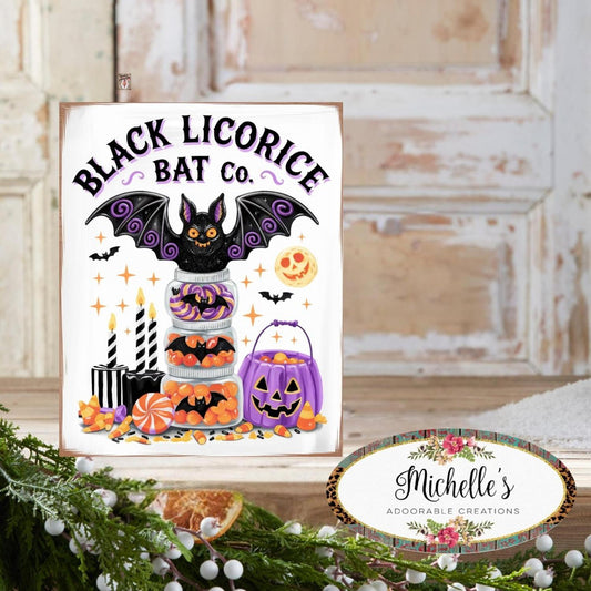 Black Licorice Bat Co Halloween Sign