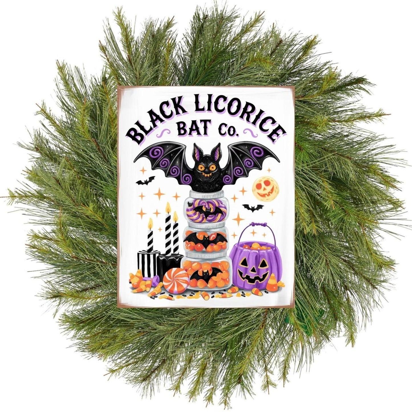 Black Licorice Bat Co Halloween Sign