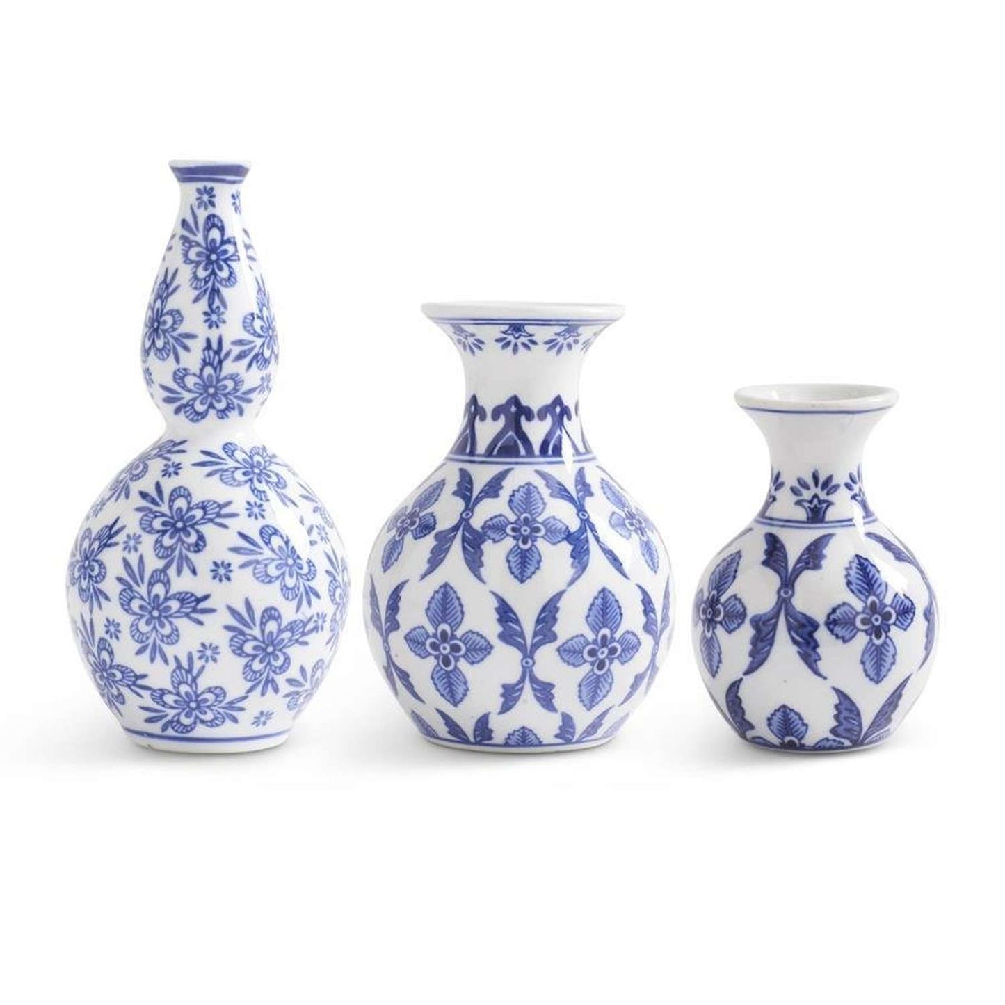 Blue & White Chinoiserie Mini Bud Vases (Set of 3)