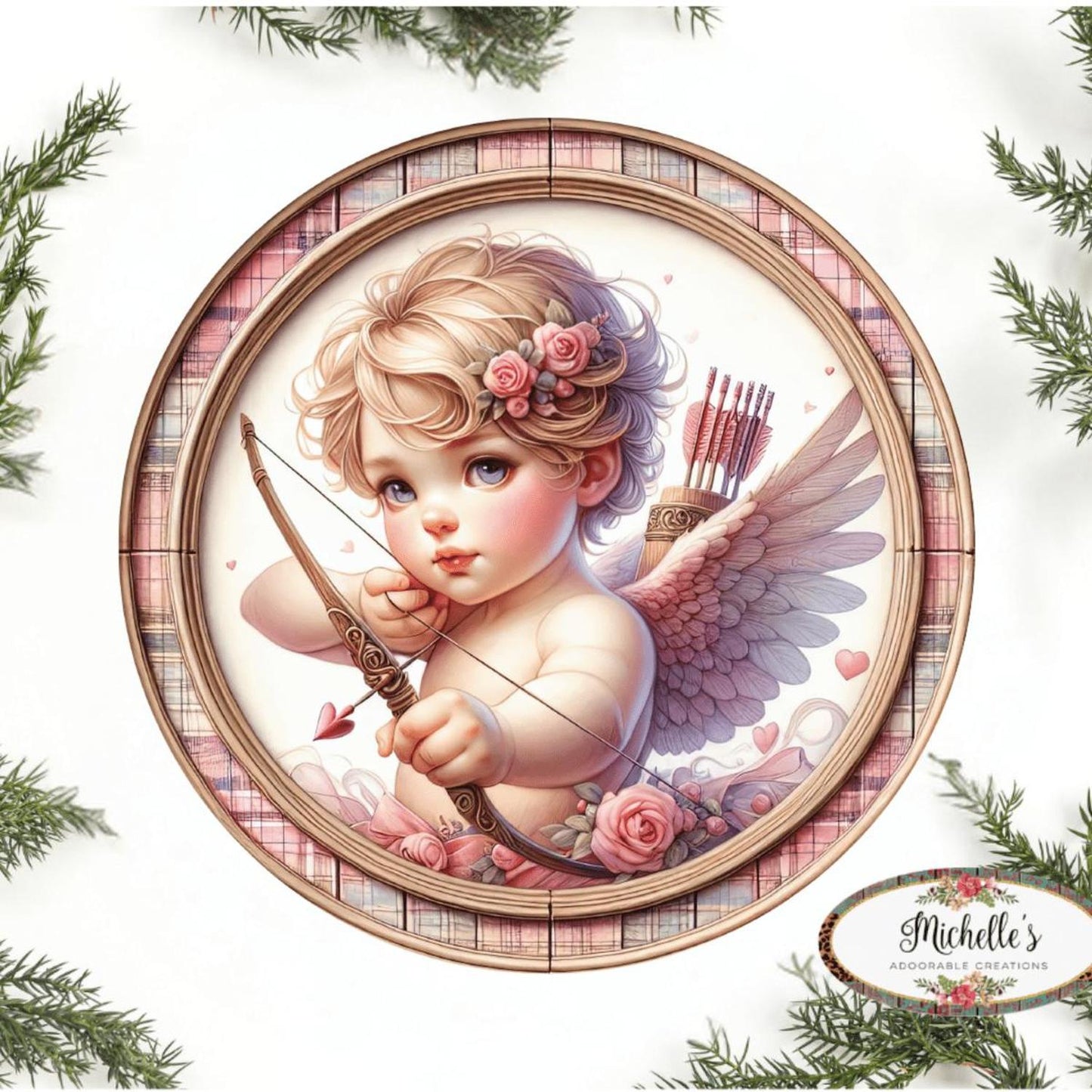 Cute Pink Valentine Cupid Baby Sign