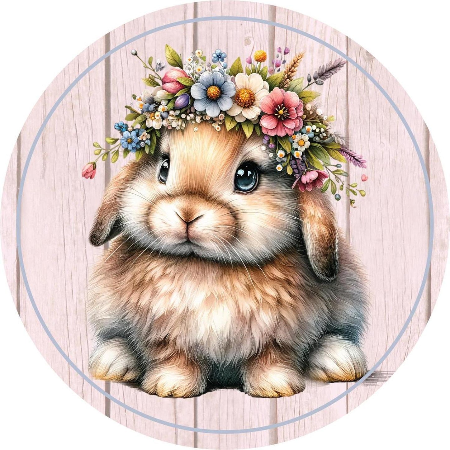 Floppy Lop Ear Floral Spring Easter Bunny Sign