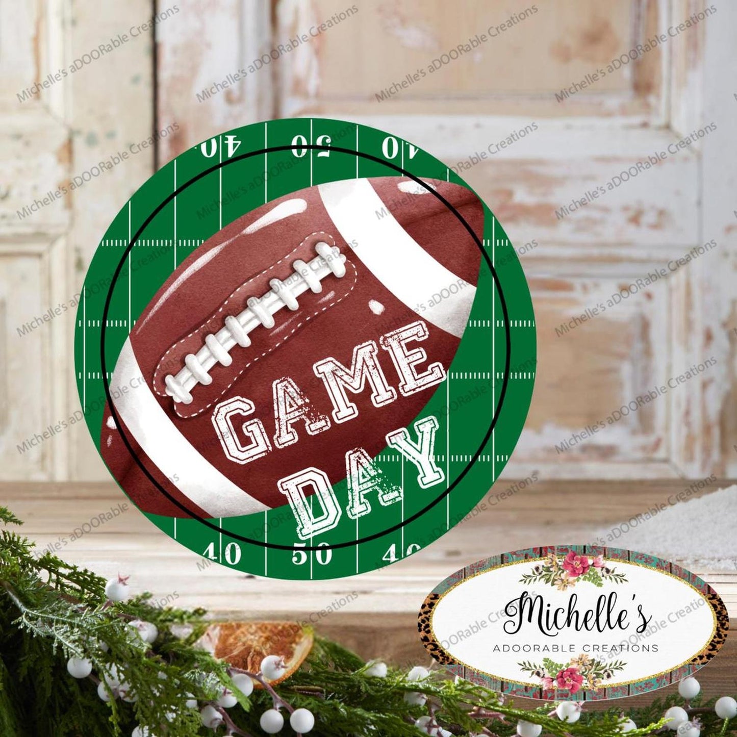 Game Day Football Round Sign