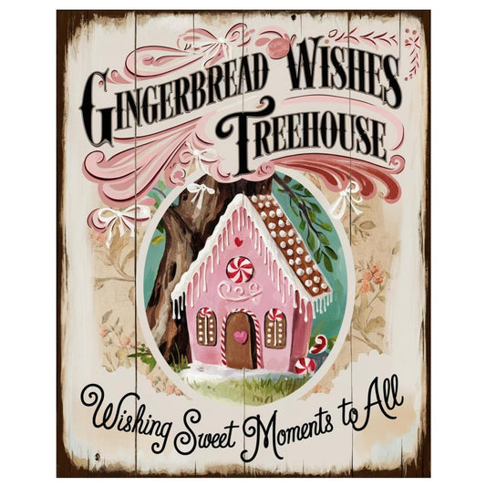 Gingerbread Wishes Treehouse Christmas Sign