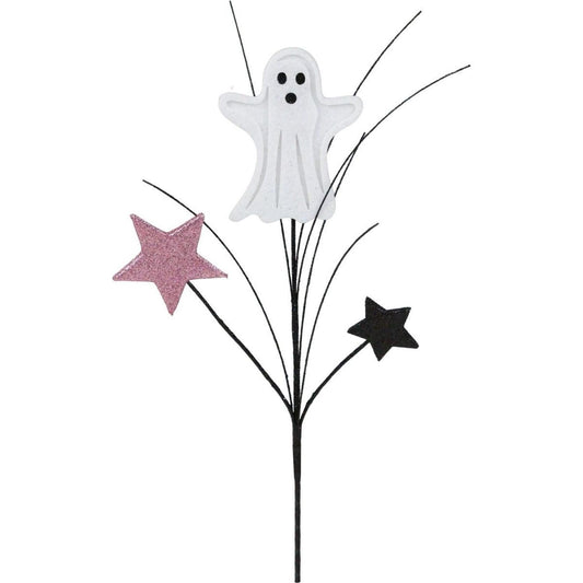 12.5" Glitter Ghost & Stars Spray: Pink & Black