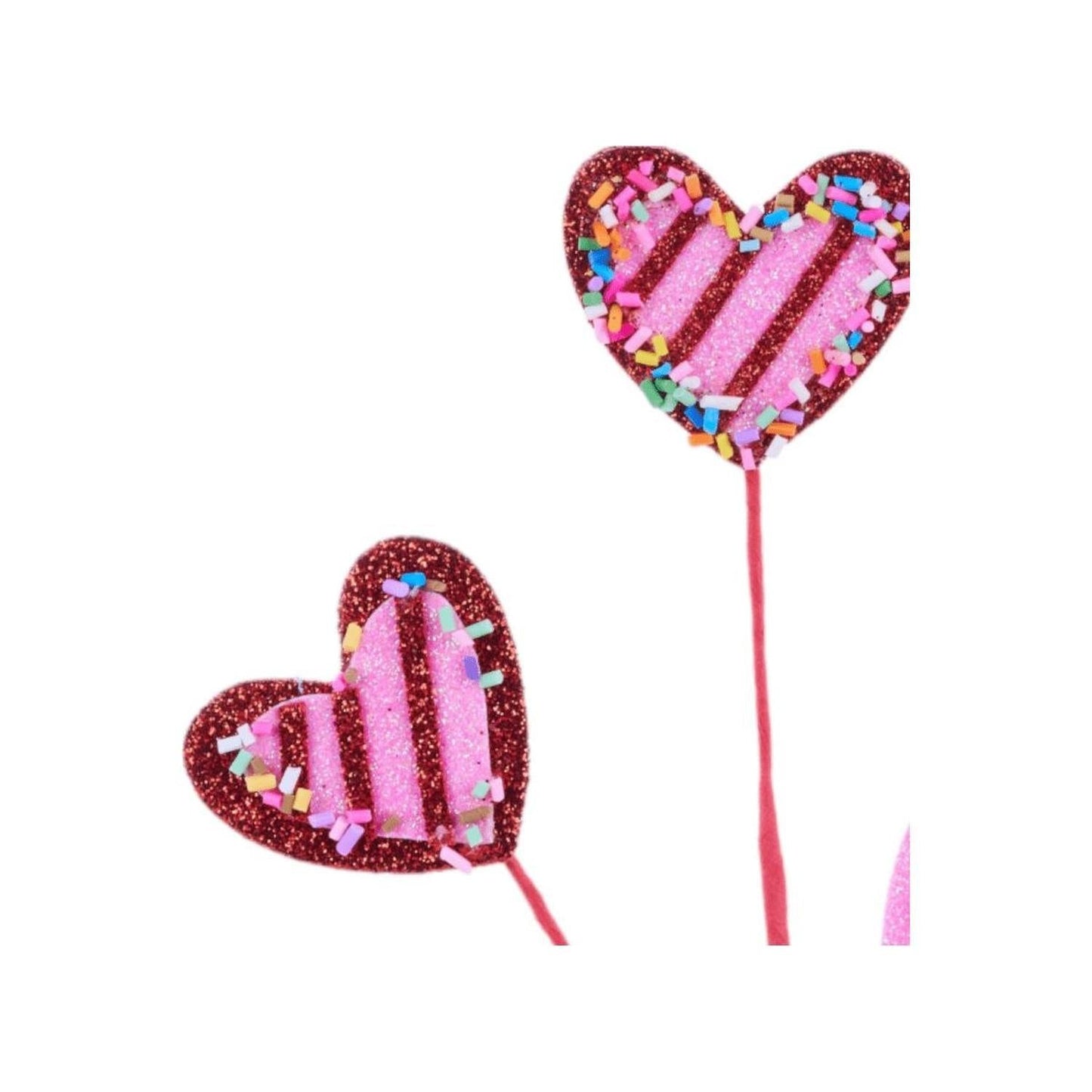 Glitter Heart w/Sprinkles Pick: Red/Pink
