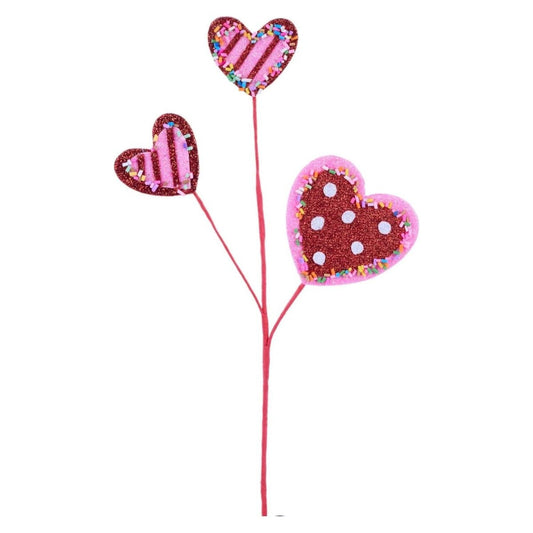 Glitter Heart w/Sprinkles Pick: Red/Pink