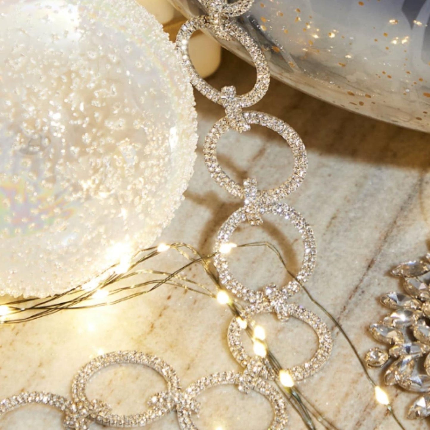 Gold Crystal Circle Christmas Garland, 36"