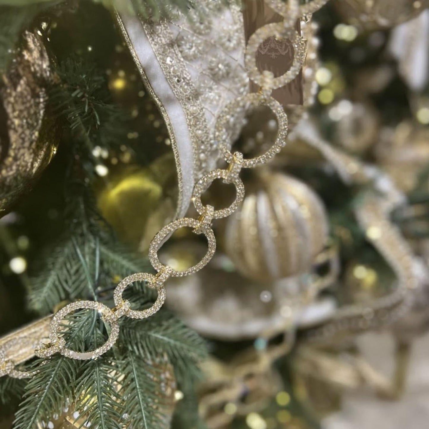 Gold Crystal Circle Christmas Garland, 36"