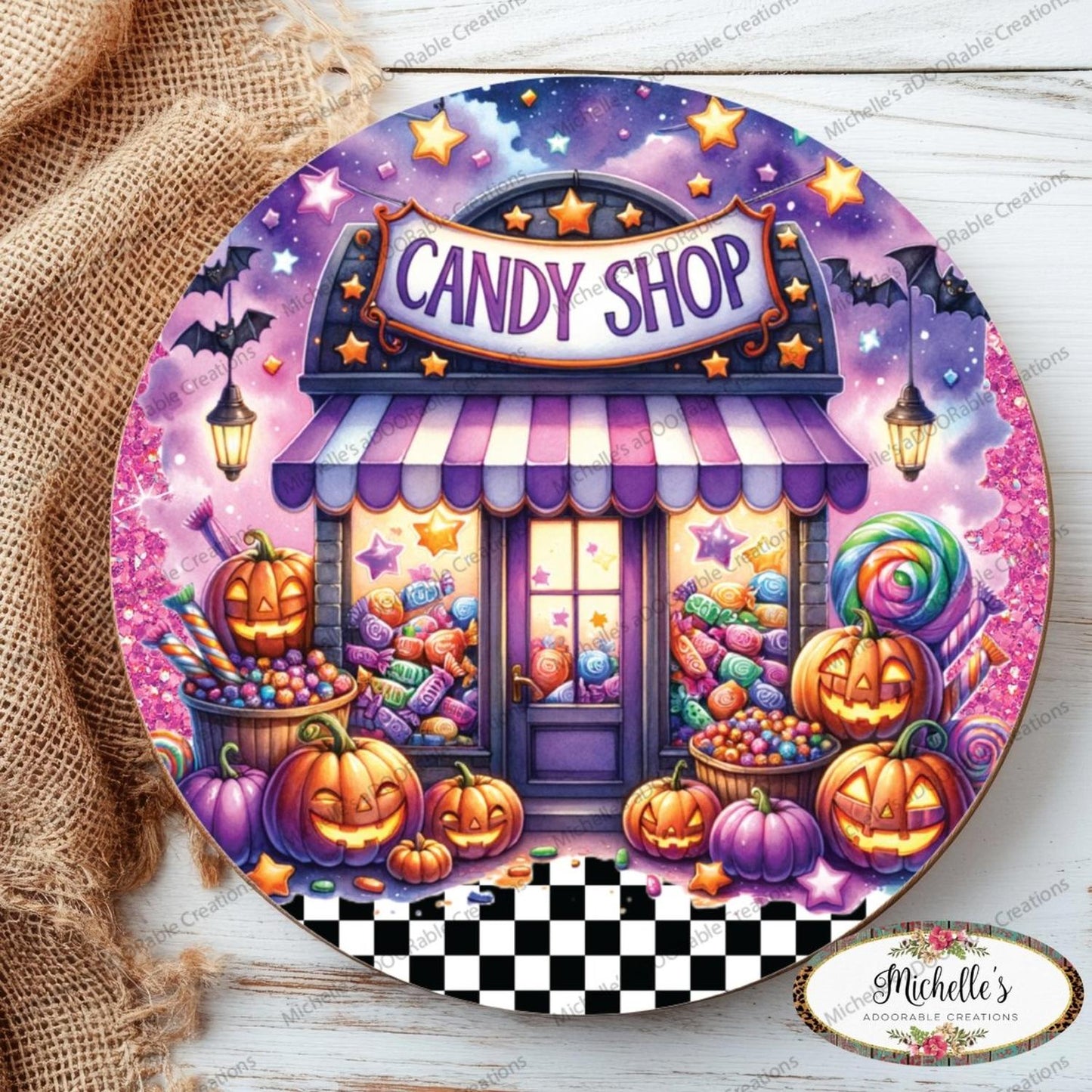 Halloween Candy Shop Round Sign