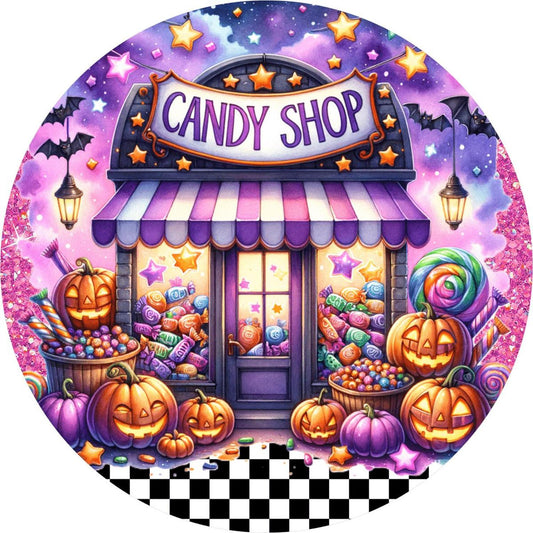 Halloween Candy Shop Round Sign