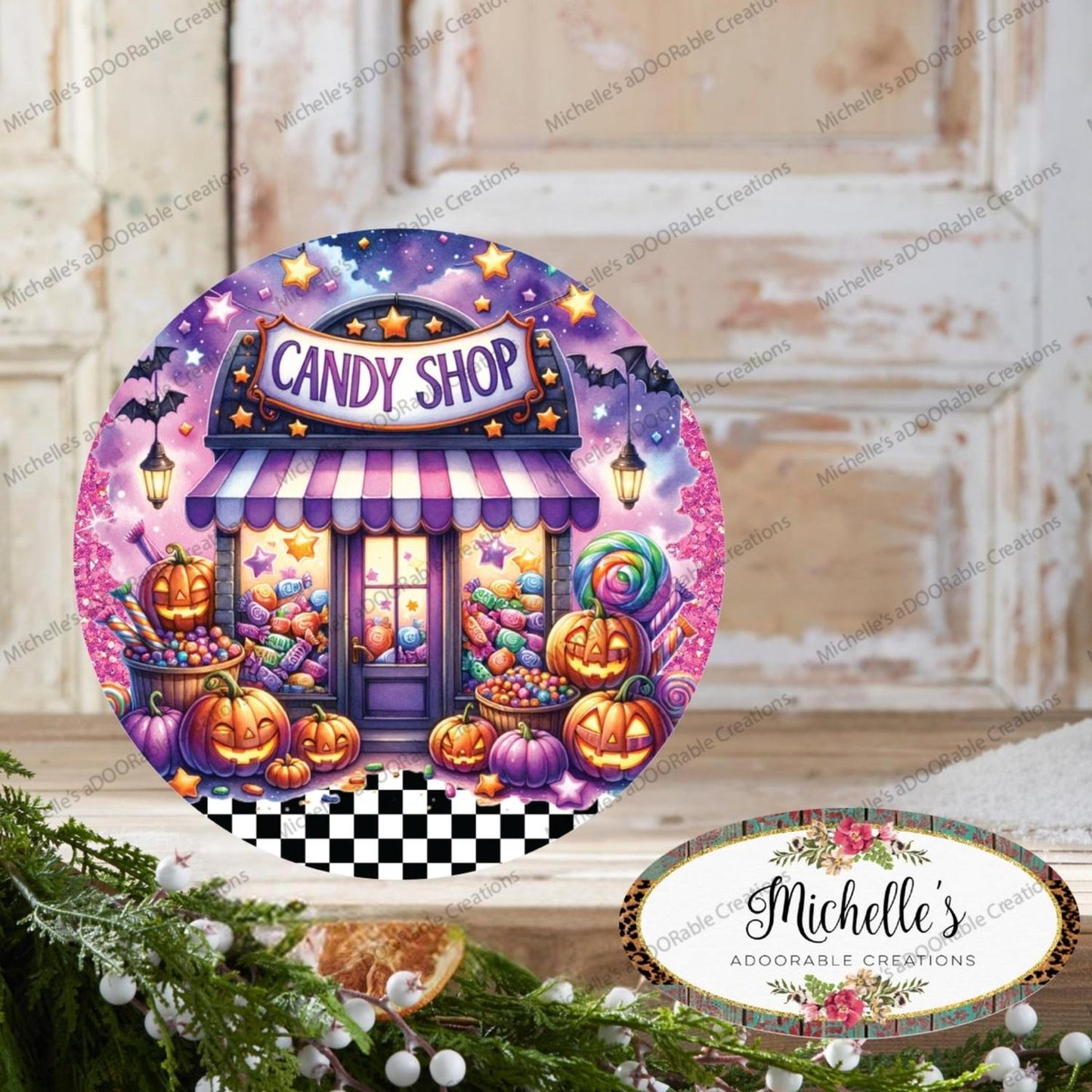 Halloween Candy Shop Round Sign