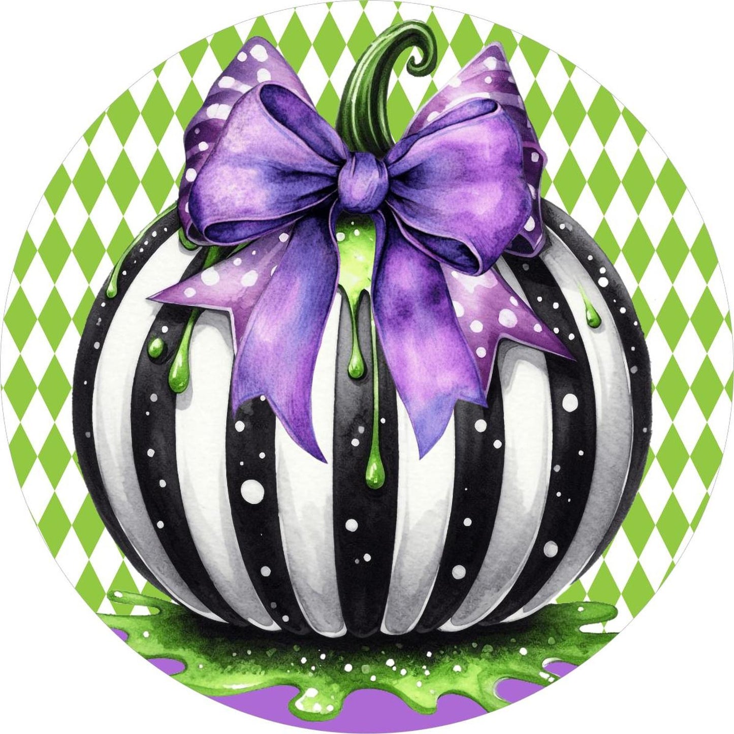 Halloween Zombie Black White Pumpkin Sign