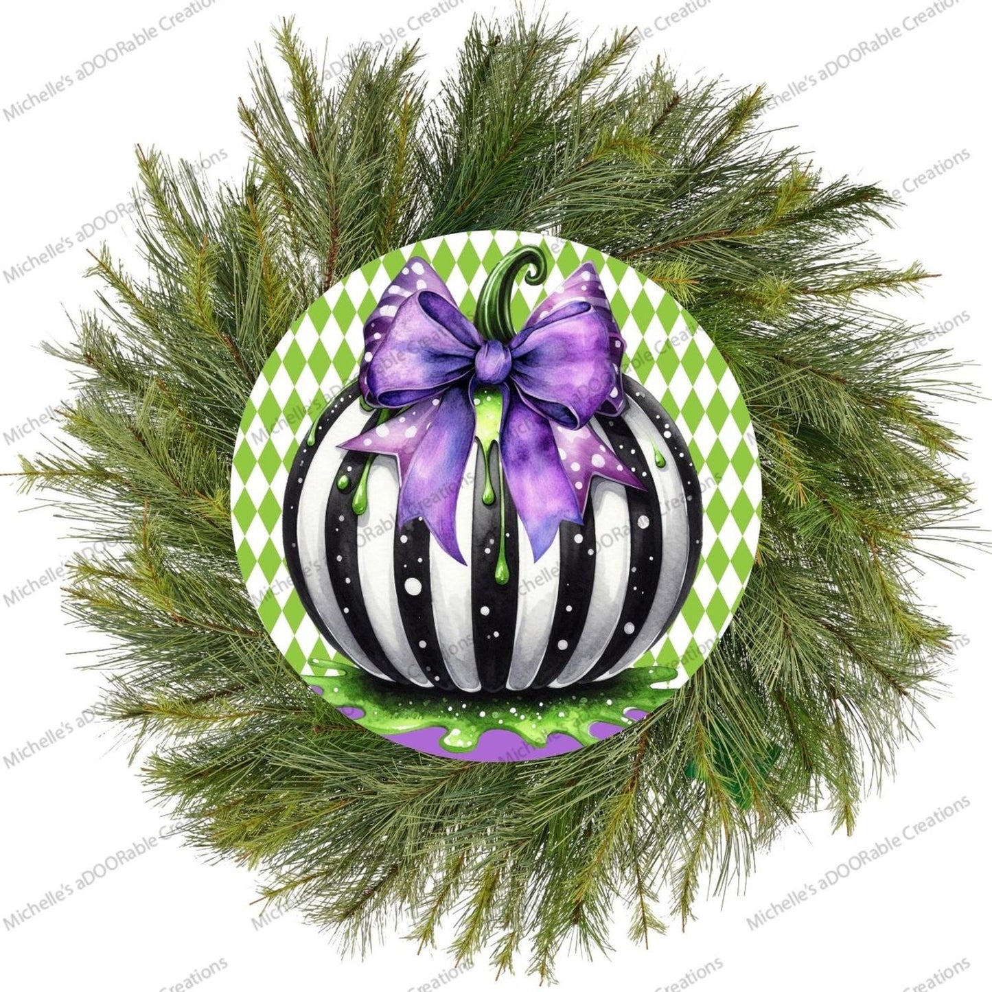 Halloween Zombie Black White Pumpkin Sign