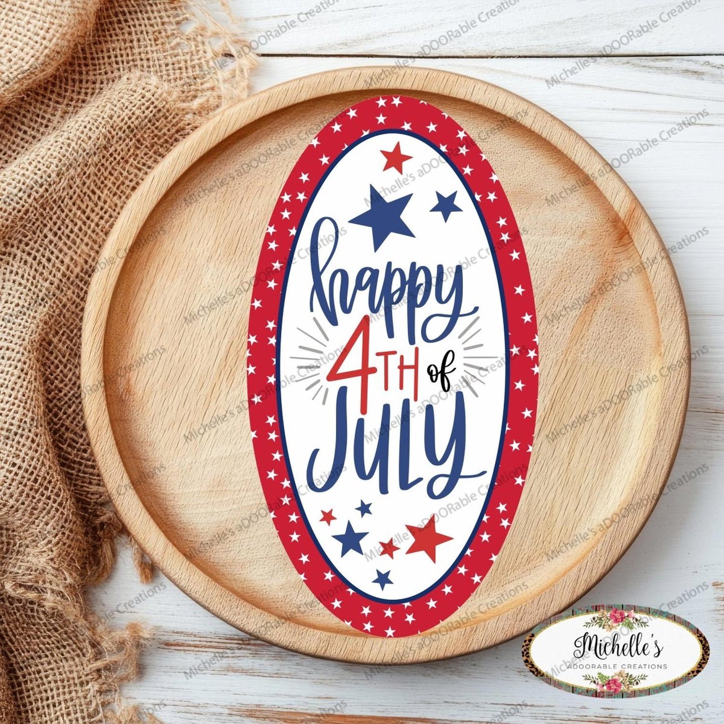 Happy 4th of July Oval Sign