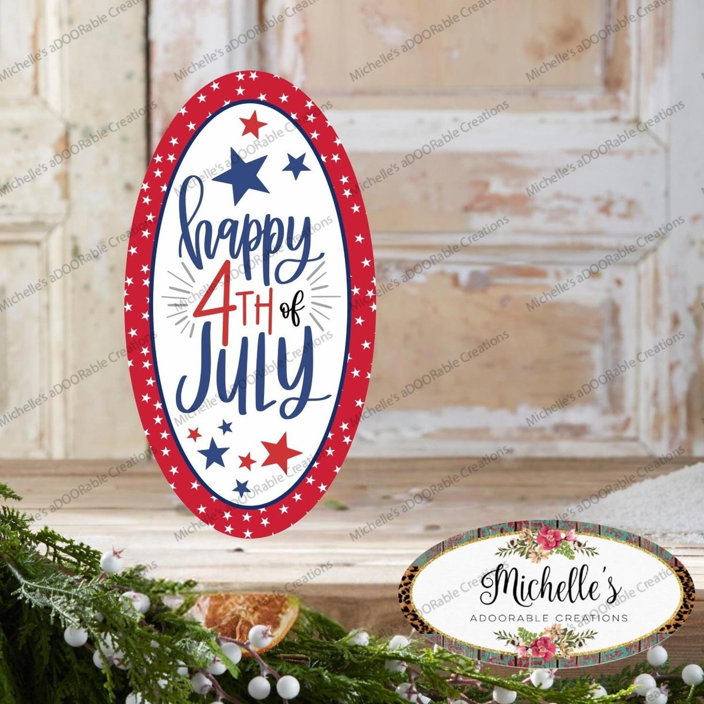 Happy 4th of July Oval Sign