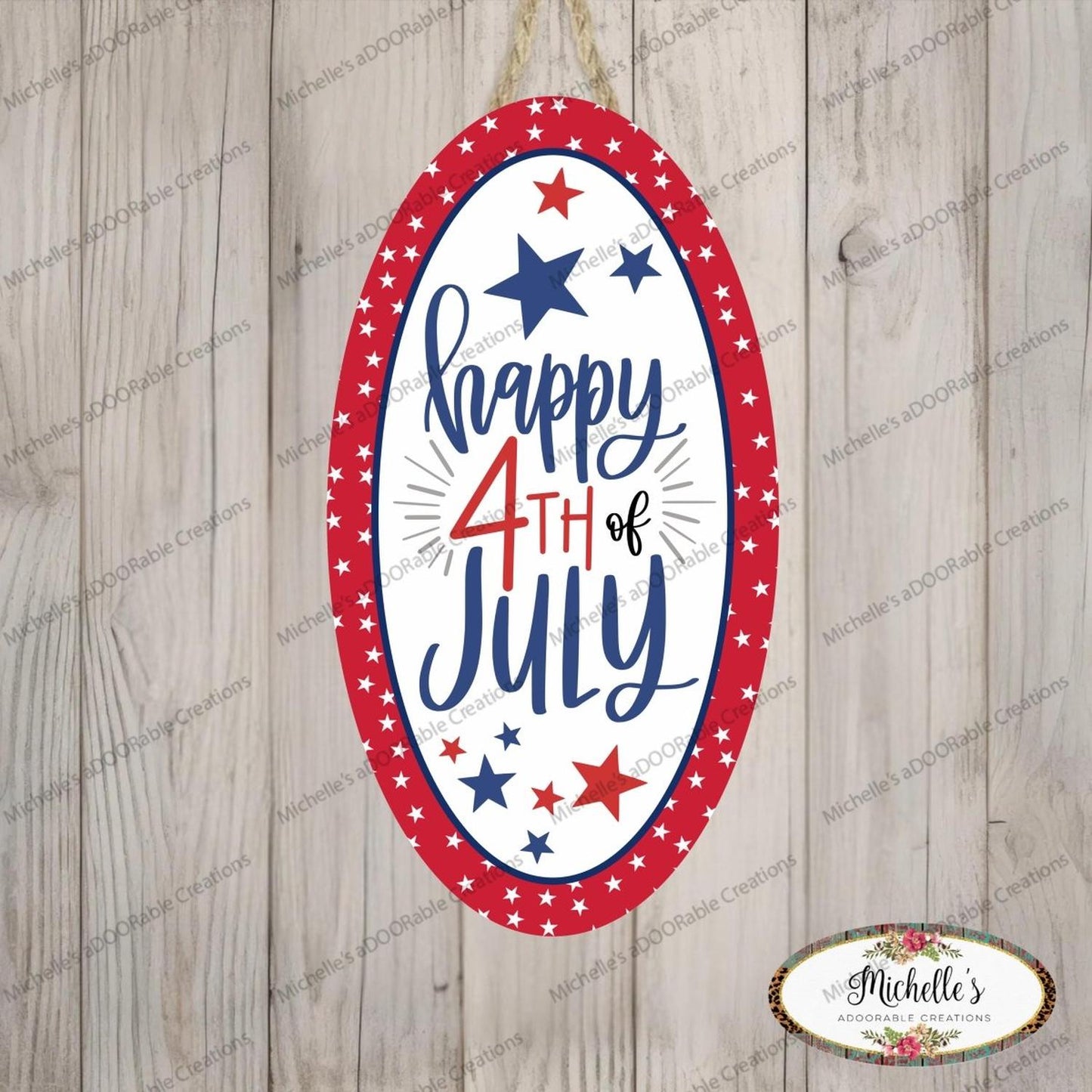 Happy 4th of July Oval Sign
