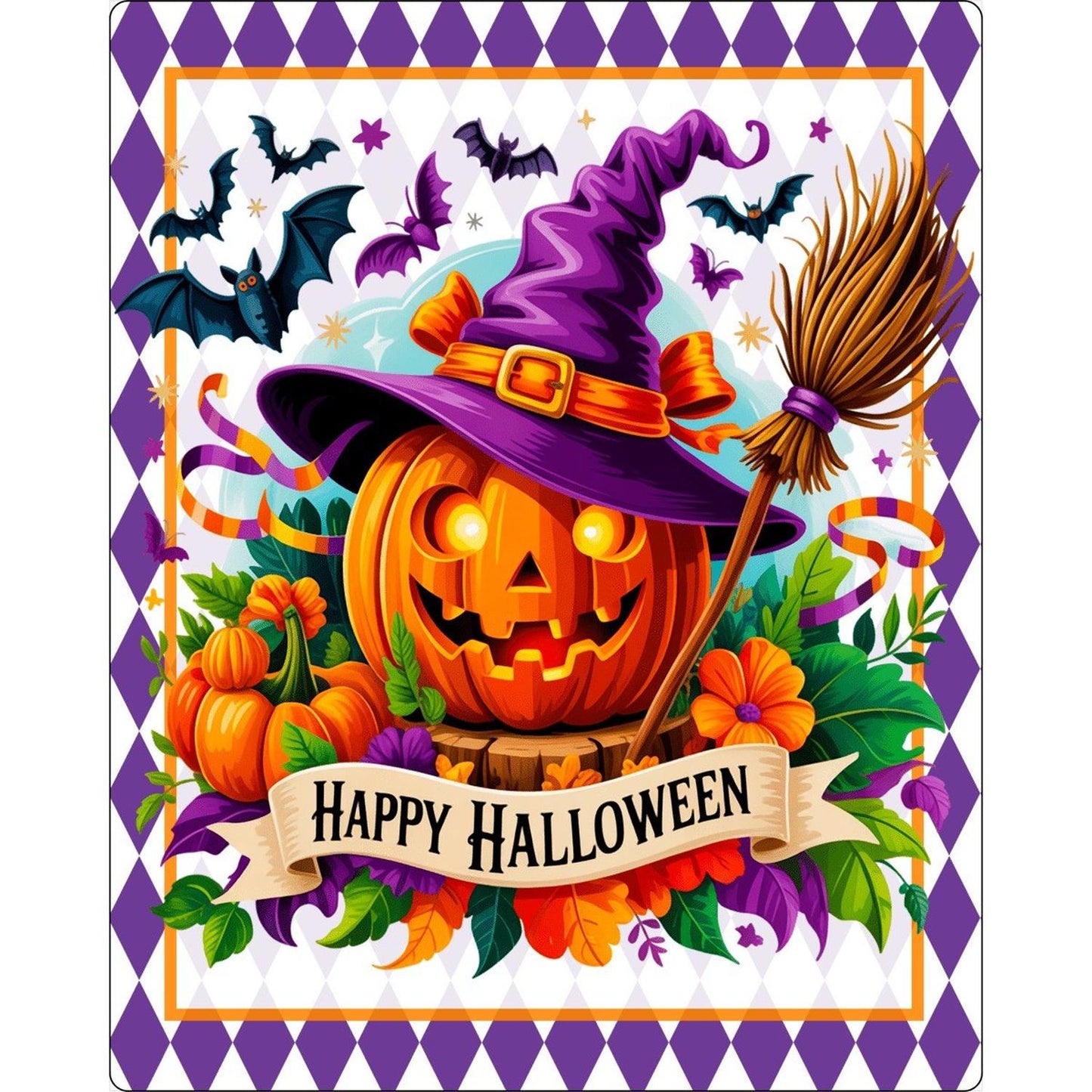 Happy Halloween Witch Pumpkin Sign